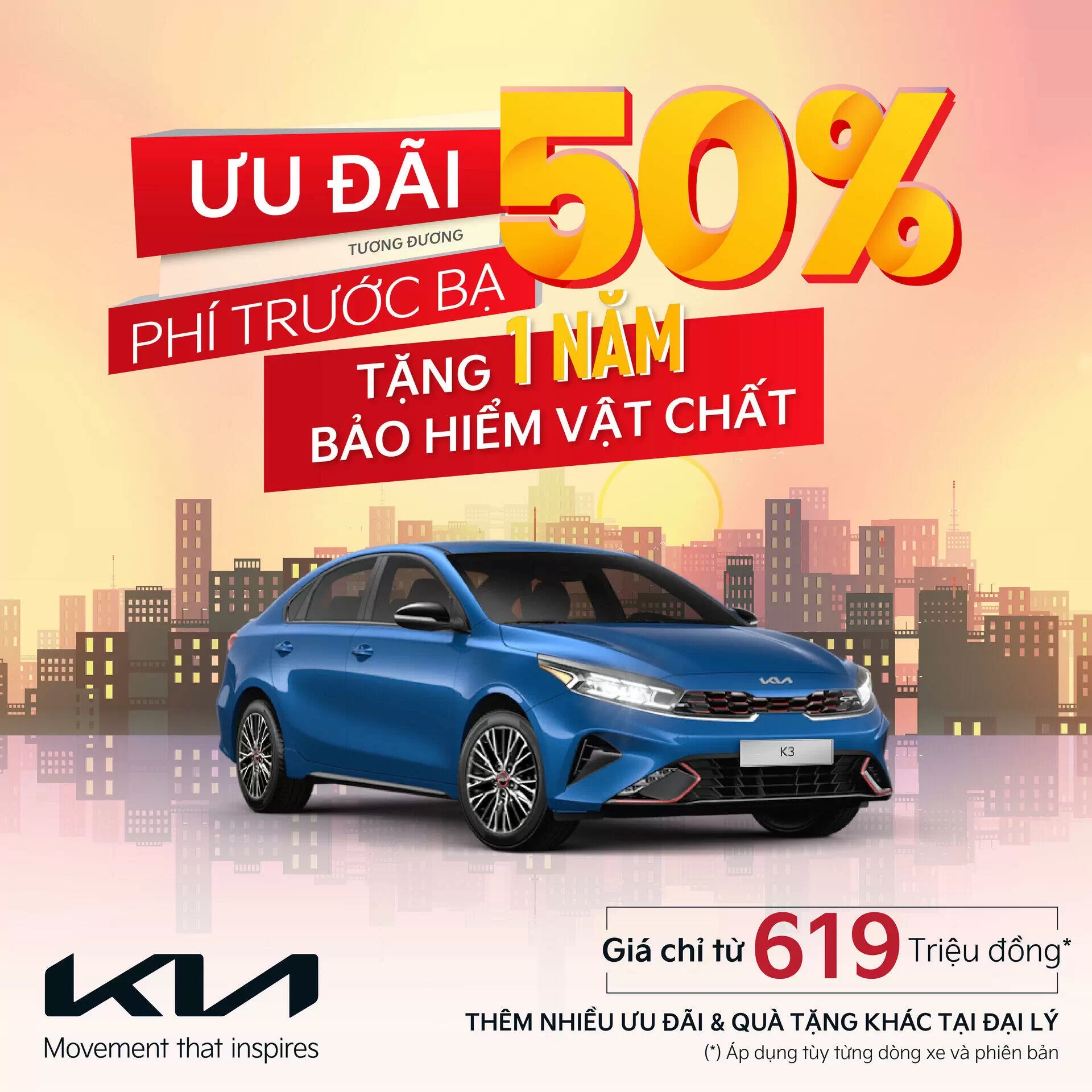 Kia K3 ưu đãi tương đương 50% phí trước bạ, tăng sức cạnh tranh với các mẫu xe trong phân khúc C-sedan