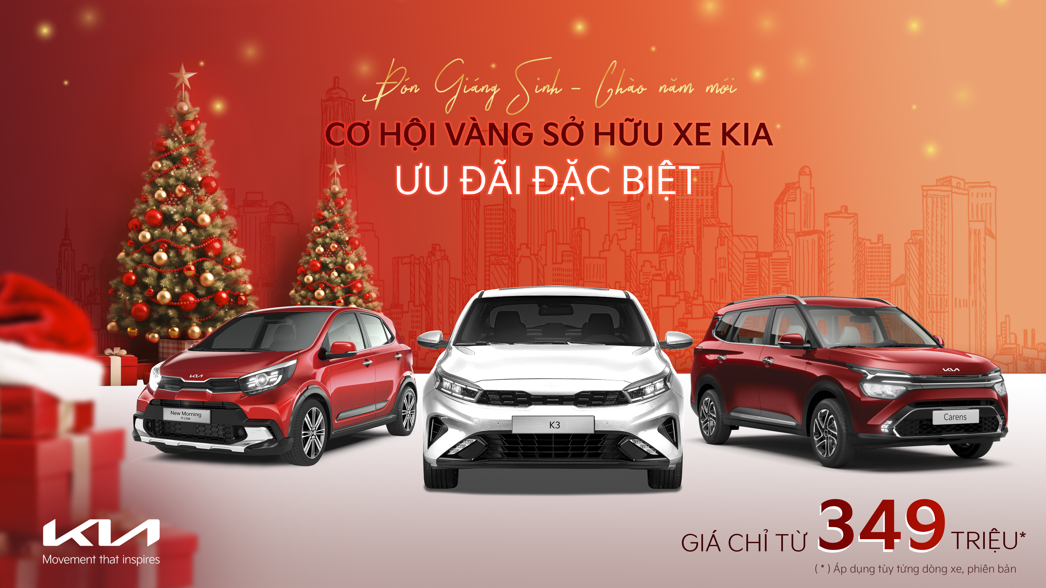 ĐÓN GIÁNG SINH, CHÀO NĂM MỚI CÙNG CƠ HỘI VÀNG SỞ HỮU XE KIA